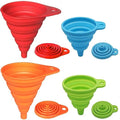 Kitchen Funnel Set 4 Pack, Small and Large, Kitchen Gadgets Accessories Foldable Silicone Collapsible Funnels for Filling Water Bottle Liquid Transfer Food Grade